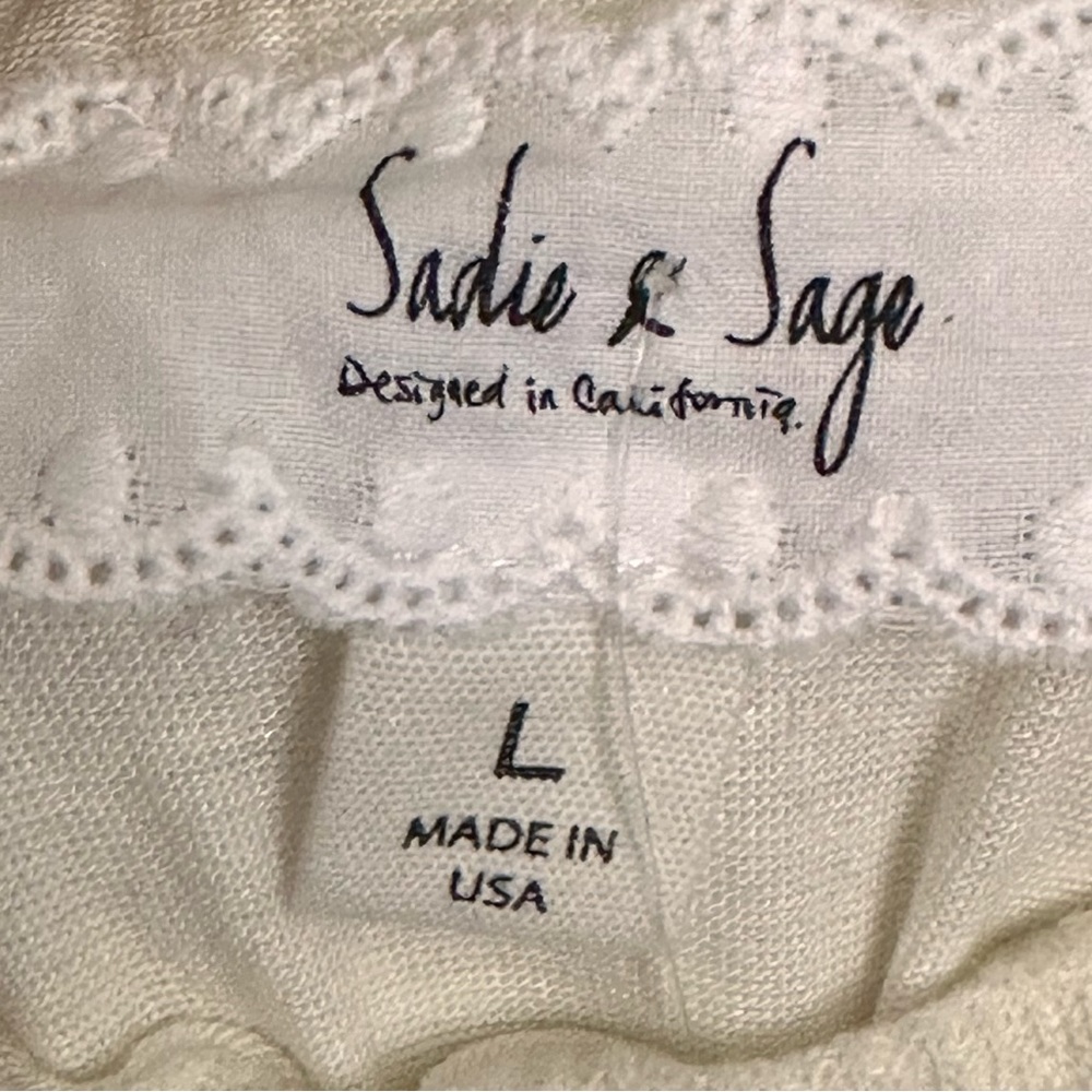 Sadie & Sage Hailee Tiered Off Shoulder 3/4 Sleeve White Beach Romper Large - Picture 5 of 6